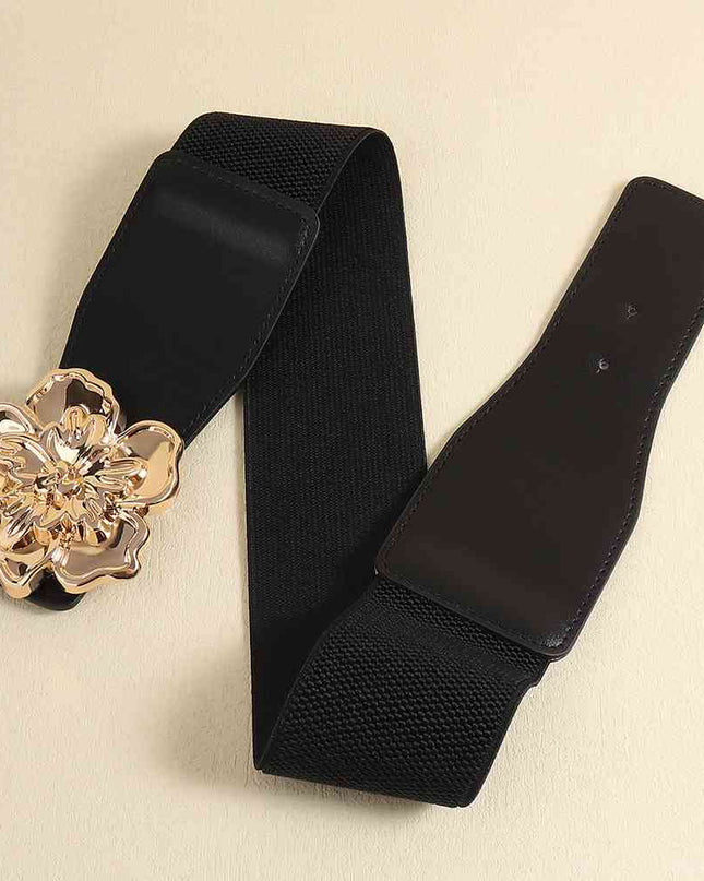 Flower Alloy Buckle Elastic Belt