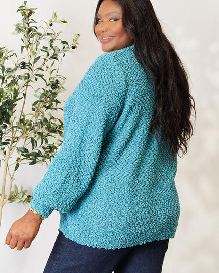 Zenana Falling For You Full Size Open Front Cardigan with Pockets