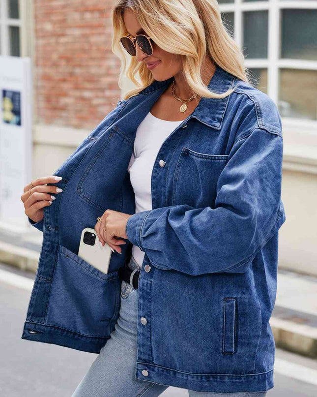 Button Up Denim Jacket with Pockets