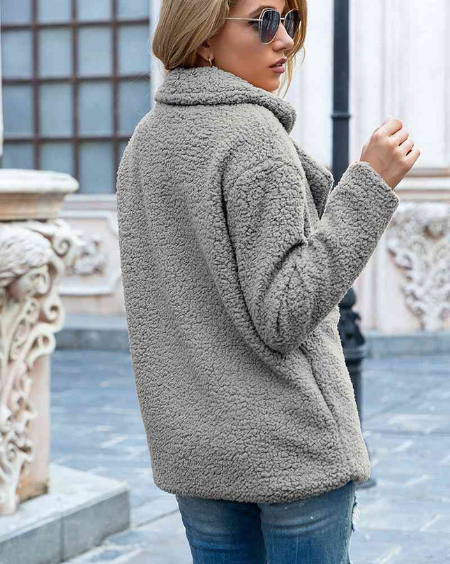 Full Size Lapel Collar Sherpa Coat
