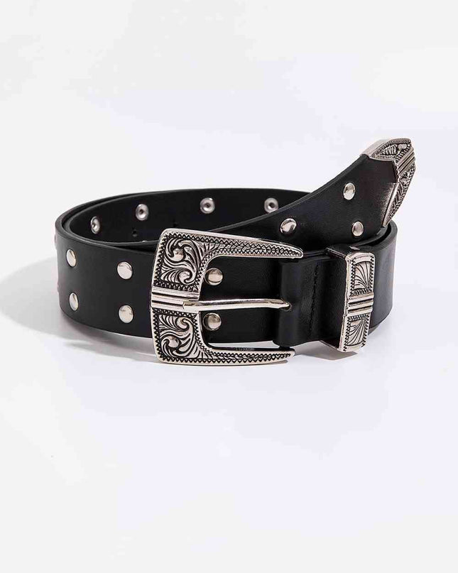 Double Row Studded PU Leather Belt