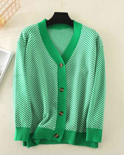 Button Down V-Neck Cardigan