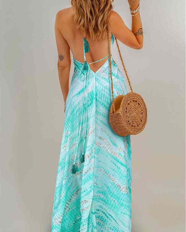 Tie-Dye Halter Neck Maxi Dress