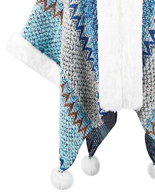 Color Block Open Front Poncho