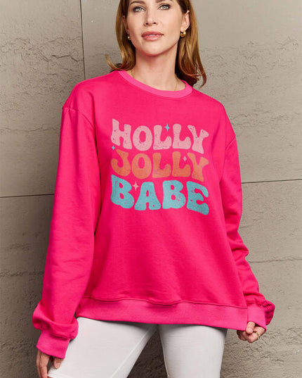 Simply Love Full Size HOLLY JOLLY BABE Long Sleeve Sweatshirt