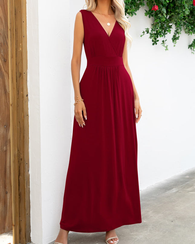 Surplice Neck Sleeveless Maxi Dress