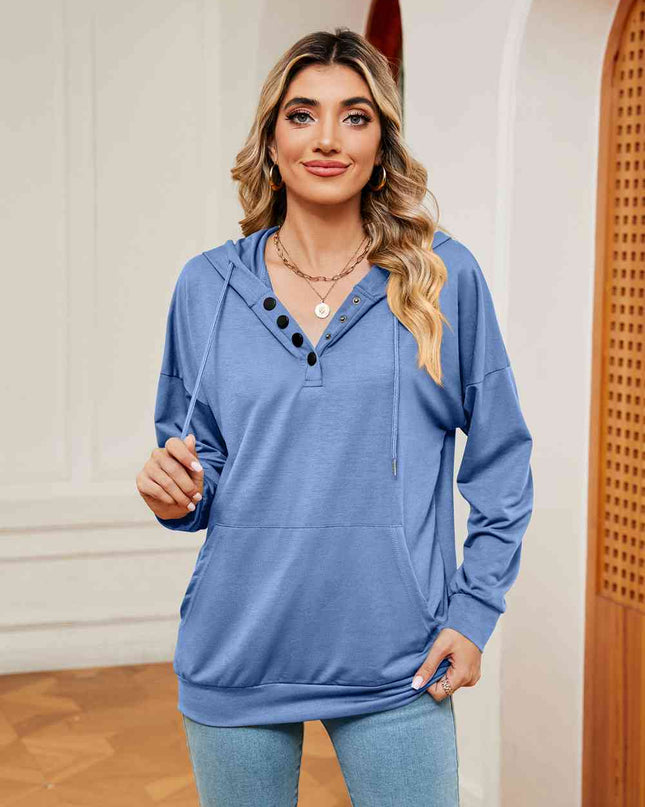 Quarter-Snap Drawstring Hoodie