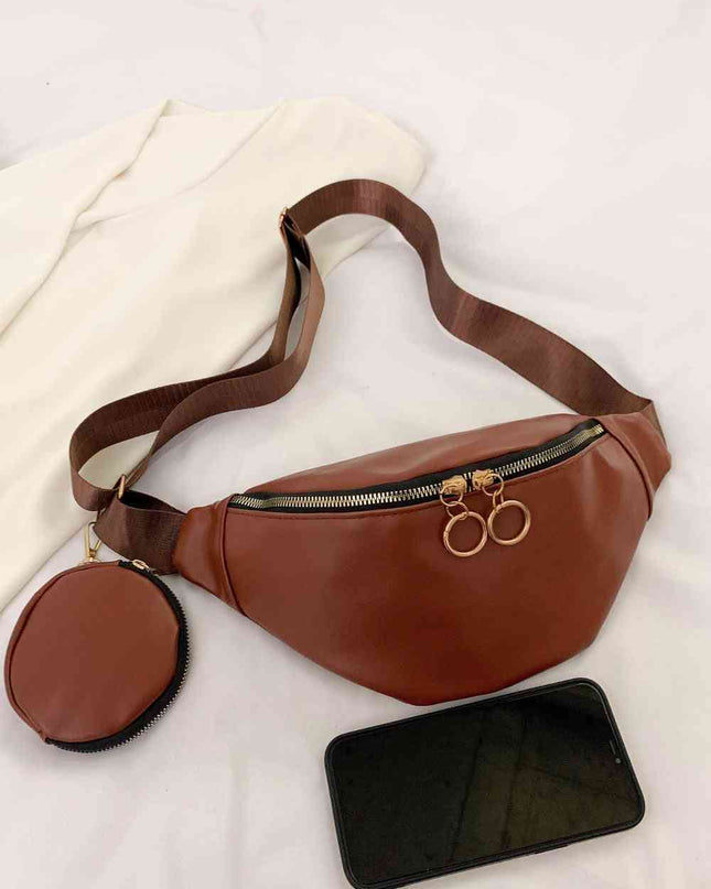 PU Leather Sling Bag with Small Purse