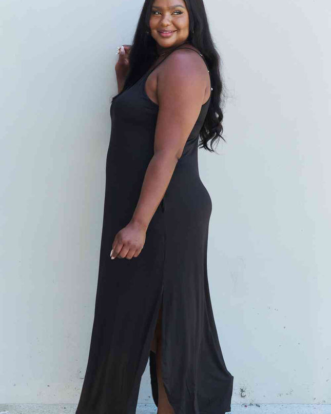 Ninexis Good Energy Full Size Cami Side Slit Maxi Dress in Black