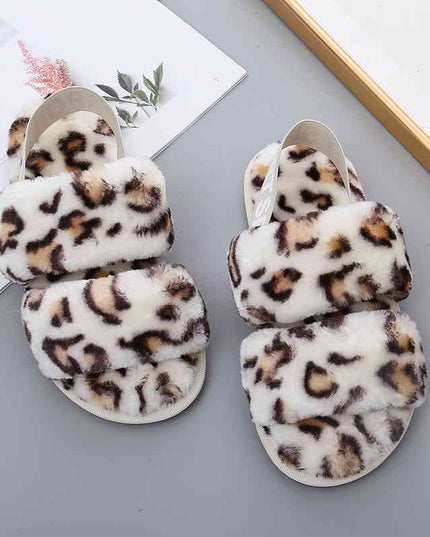 Faux Fur Open Toe Slippers