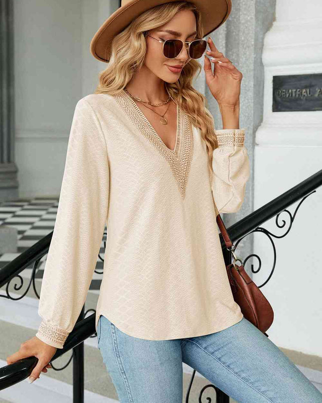 V-Neck Long Sleeve Blouse