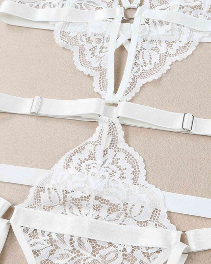 Strappy Teddy Lingerie with Wrist Bands