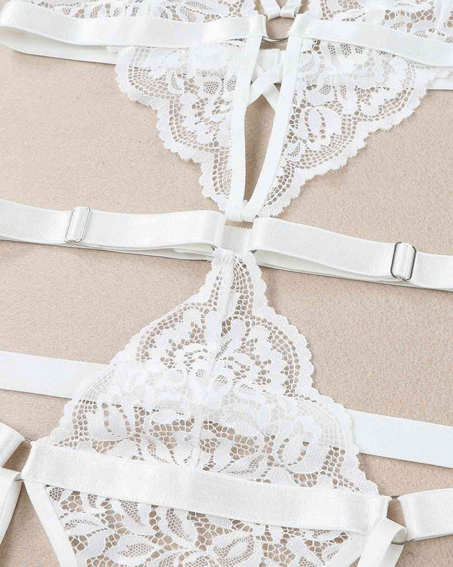 Strappy Teddy Lingerie with Wrist Bands
