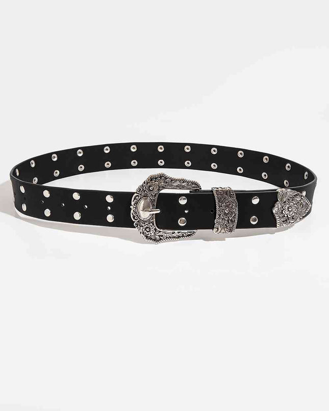 Double Row Studded PU Leather Belt