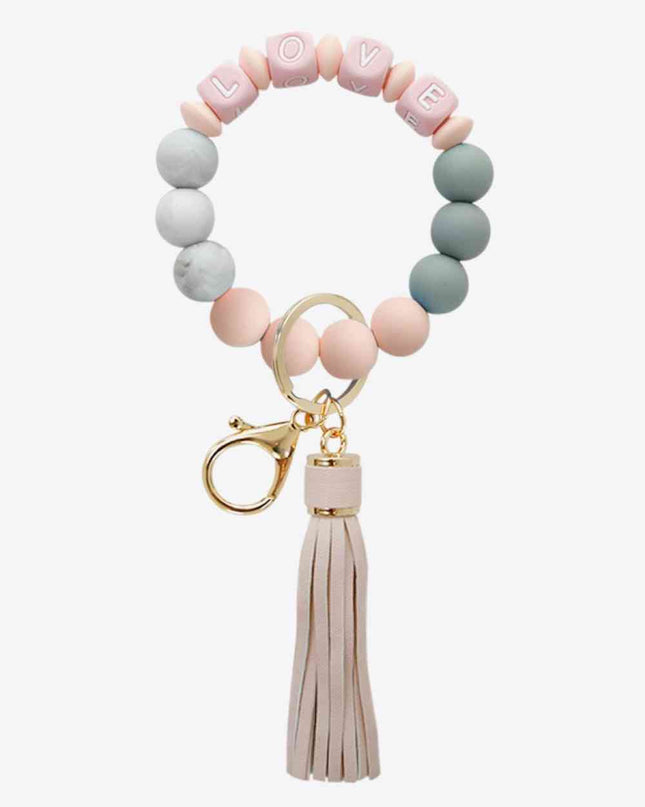 LOVE Beaded Keychain with Tassel