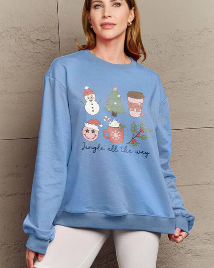 Simply Love Full Size JINGLE ALL THE WAY Long Sleeve Sweatshirt