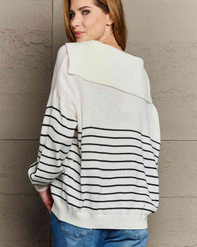 Sew In Love Make Me Smile Striped Oversized Knit Top