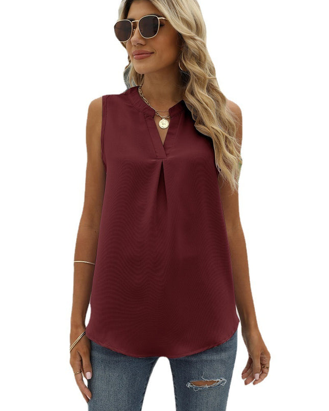 Sleeveless Notched Neck Top