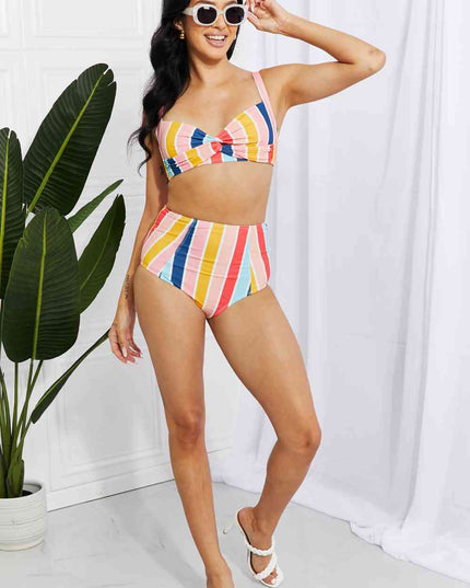 Marina West Swim Take A Dip Twist High-Rise Bikini in Stripe