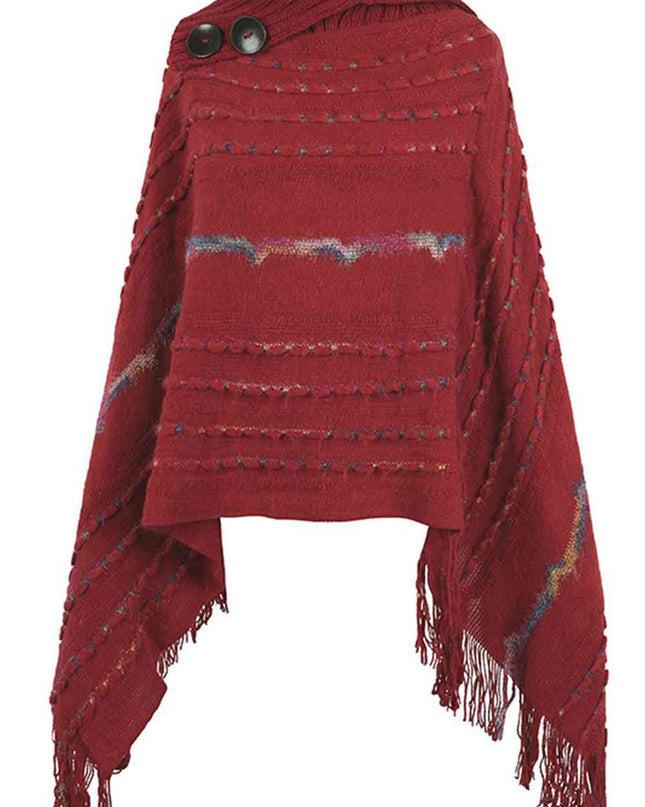Cloak Sleeve Fringe Detail Poncho