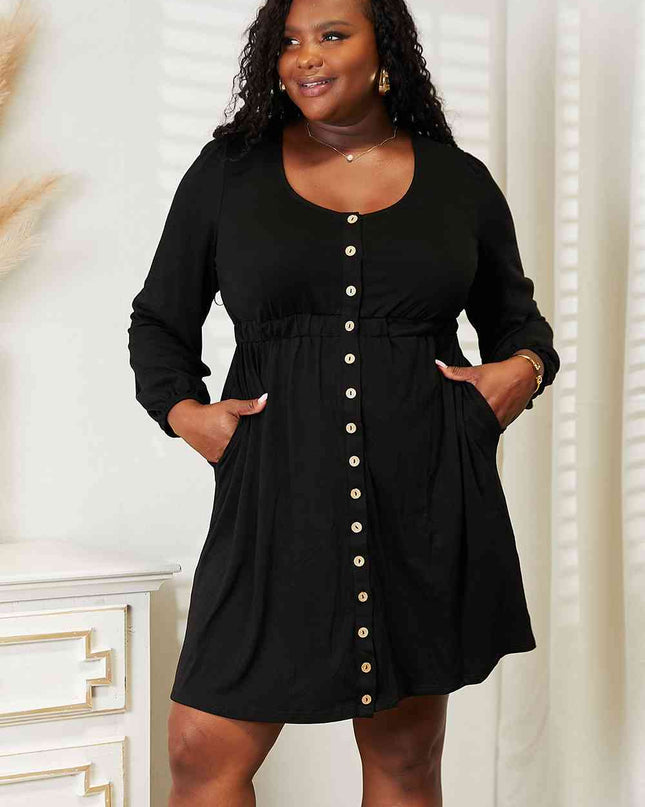 Double Take Scoop Neck Empire Waist Long Sleeve Magic Dress
