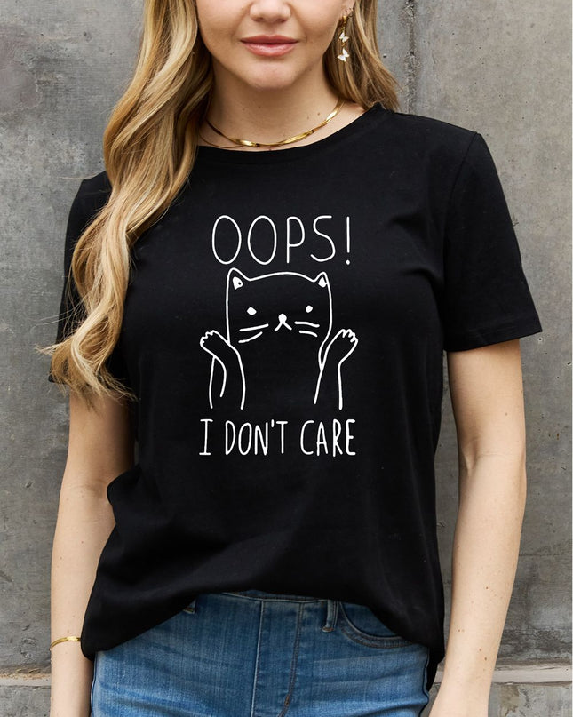 Simply Love Full Size OOPS I DON’T CARE Graphic Cotton Tee