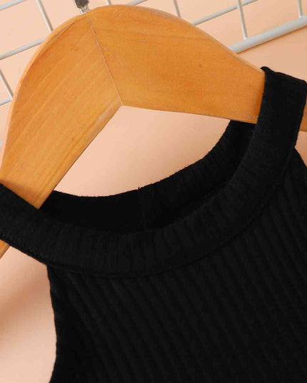 Ribbed Sleeveless Tulle Dress