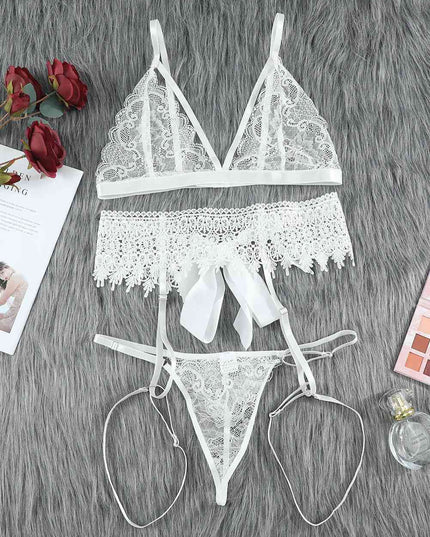 Lace Lingerie Three-Piece Set