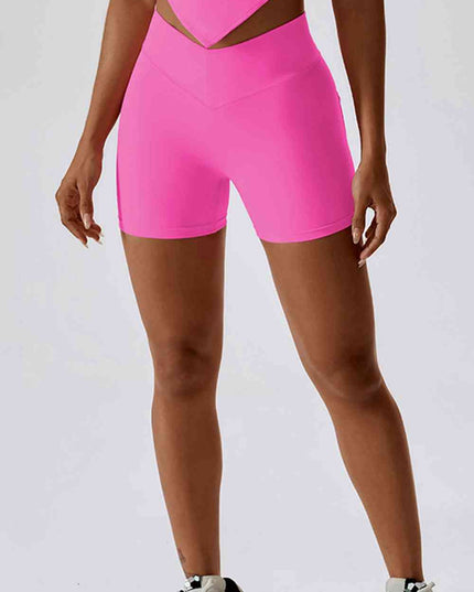 Wide Waistband Back Pocket Sports Shorts