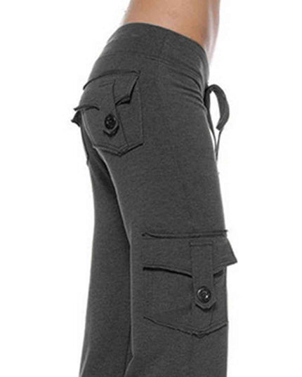 Mid Waist Pants with Pockets