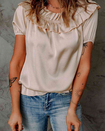 Ruffled Off-Shoulder Short Sleeve Top