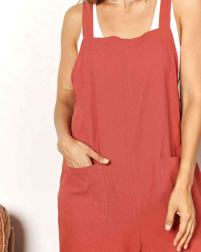Double Take Wide Leg Overalls with Front Pockets