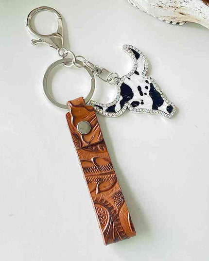 Rhinestone Bull Keychain