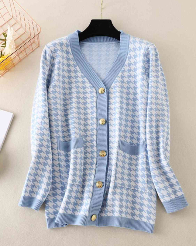 Houndstooth Button Down Cardigan