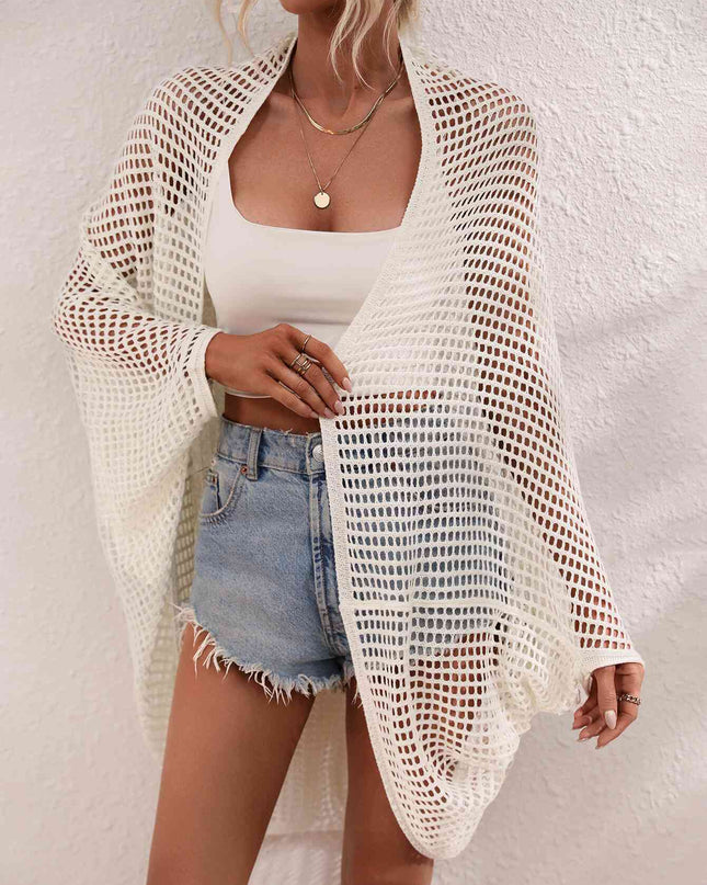 Openwork Open Front Longline Cover Up