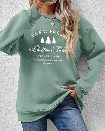 Graphic Round Neck Dropped Shoulder Sweatshirt