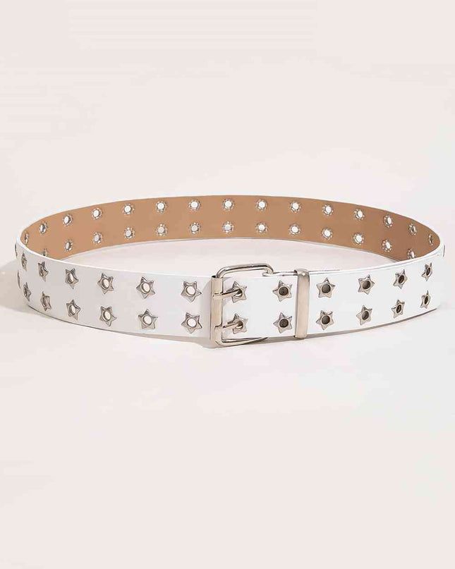 Double Row Star Grommet PU Leather Belt
