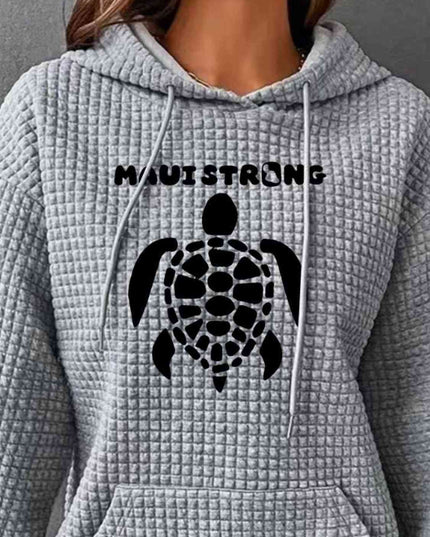 Full Size Turtle Graphic Drawstring Hoodie