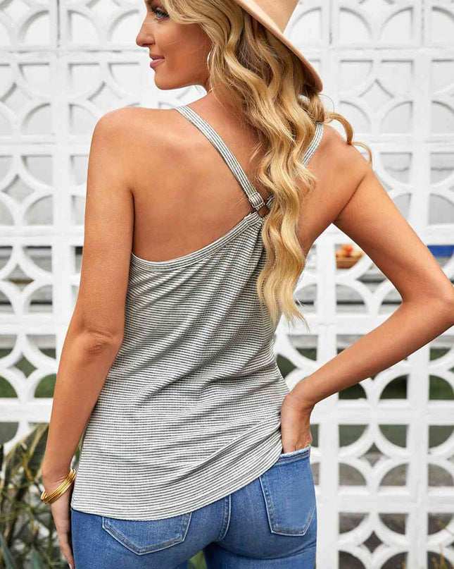 Striped Henley Tank Top