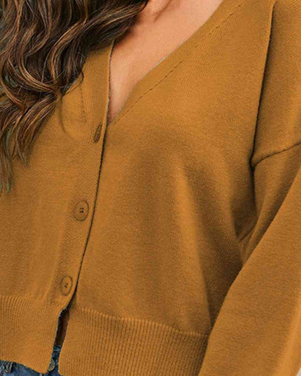 V-Neck Button Up Long Sleeve Cardigan