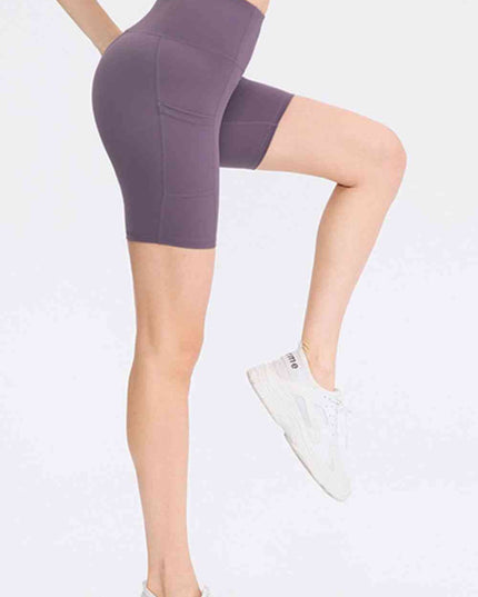 Wide Waistband Sports Shorts with Pockets