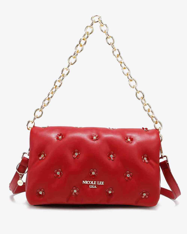 Nicole Lee USA Diamond Flower Messenger Crossbody Bag