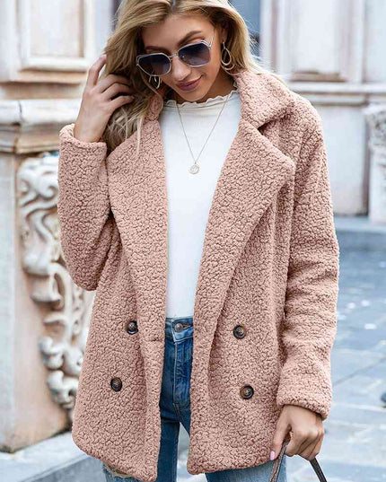 Full Size Lapel Collar Sherpa Coat