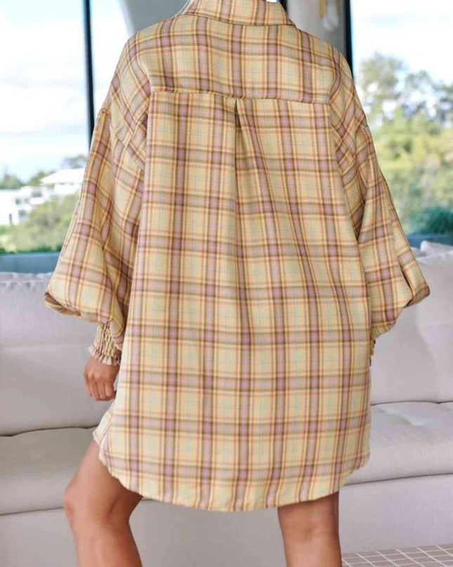 Plaid Lantern Sleeve Shirt