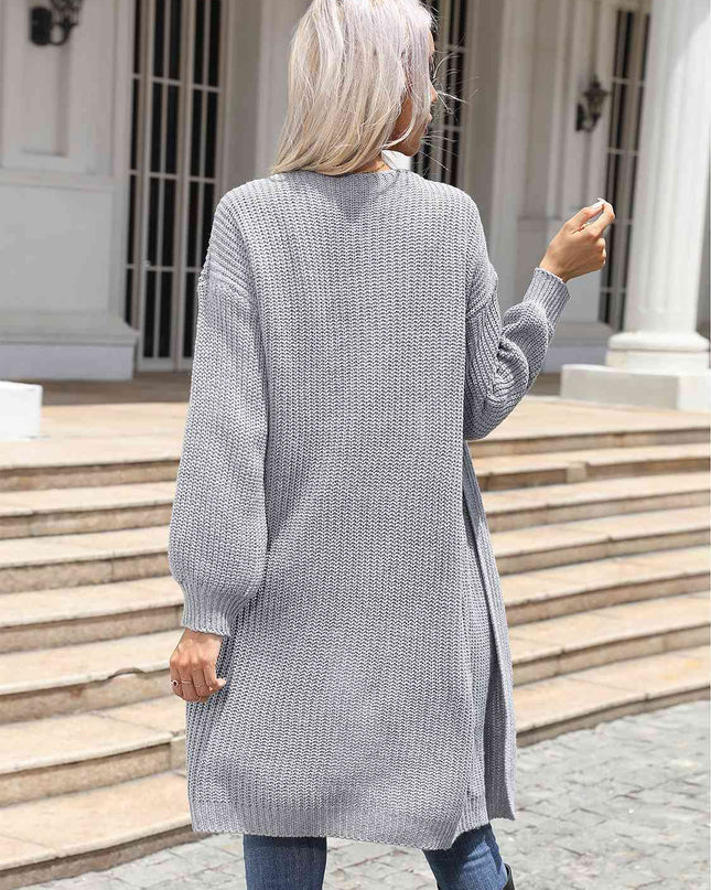 Open Front Dropped Shoulder Longline Cardigan