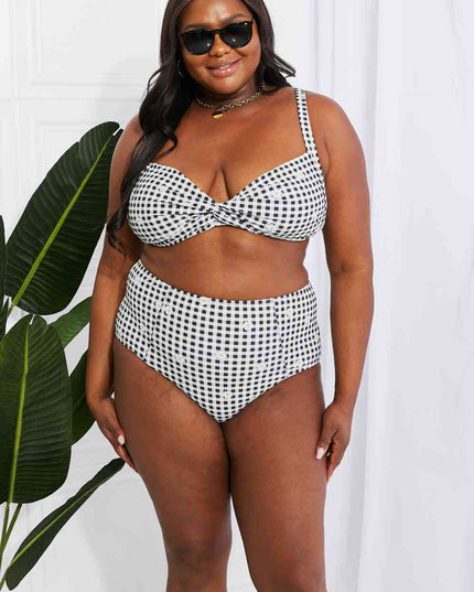 Marina West Swim Take A Dip Twist High-Rise Bikini in Black