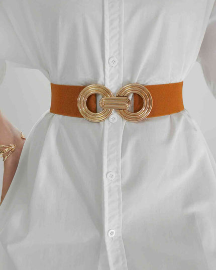 Geometric Buckle Elastic Wide Belt