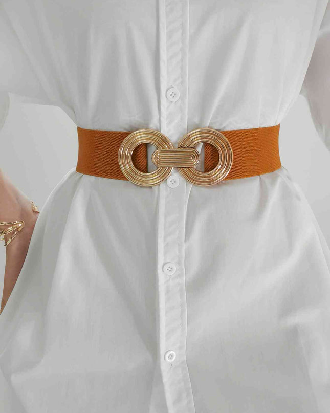Geometric Buckle Elastic Wide Belt