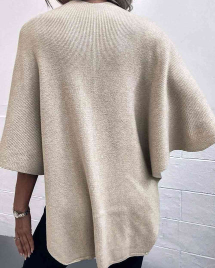 Surplice Neck Pom-Pom Trim Poncho