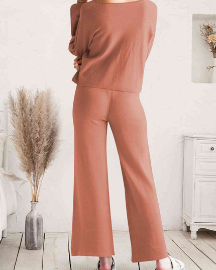 Long Sleeve Lounge Top and Drawstring Pants Set